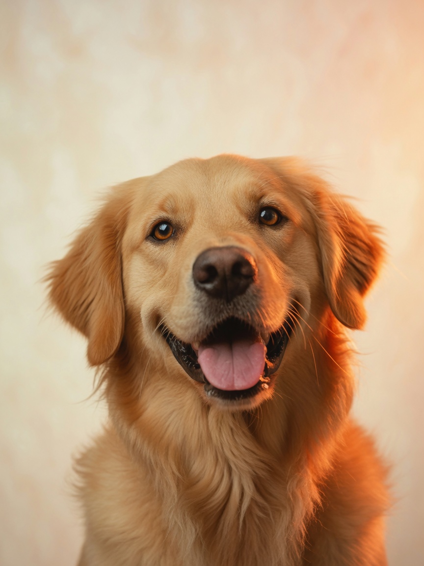 Porträt eines lächelnden Golden Retrievers im warmen Licht